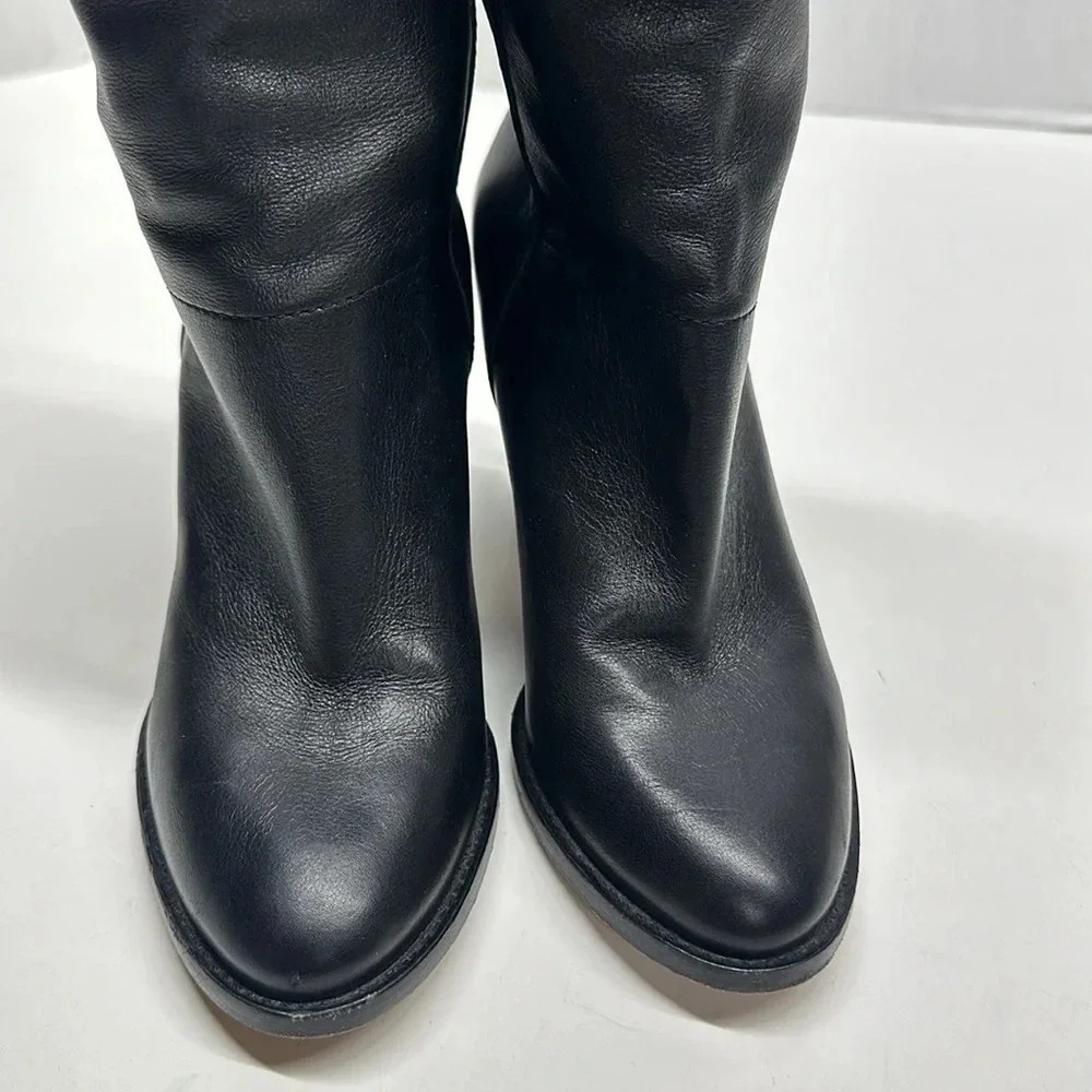 Jimmy Choo Boots High Heeled Boot Soft Vachetta Leather Pull On Black Size 6.5 - Picture 7 of 11